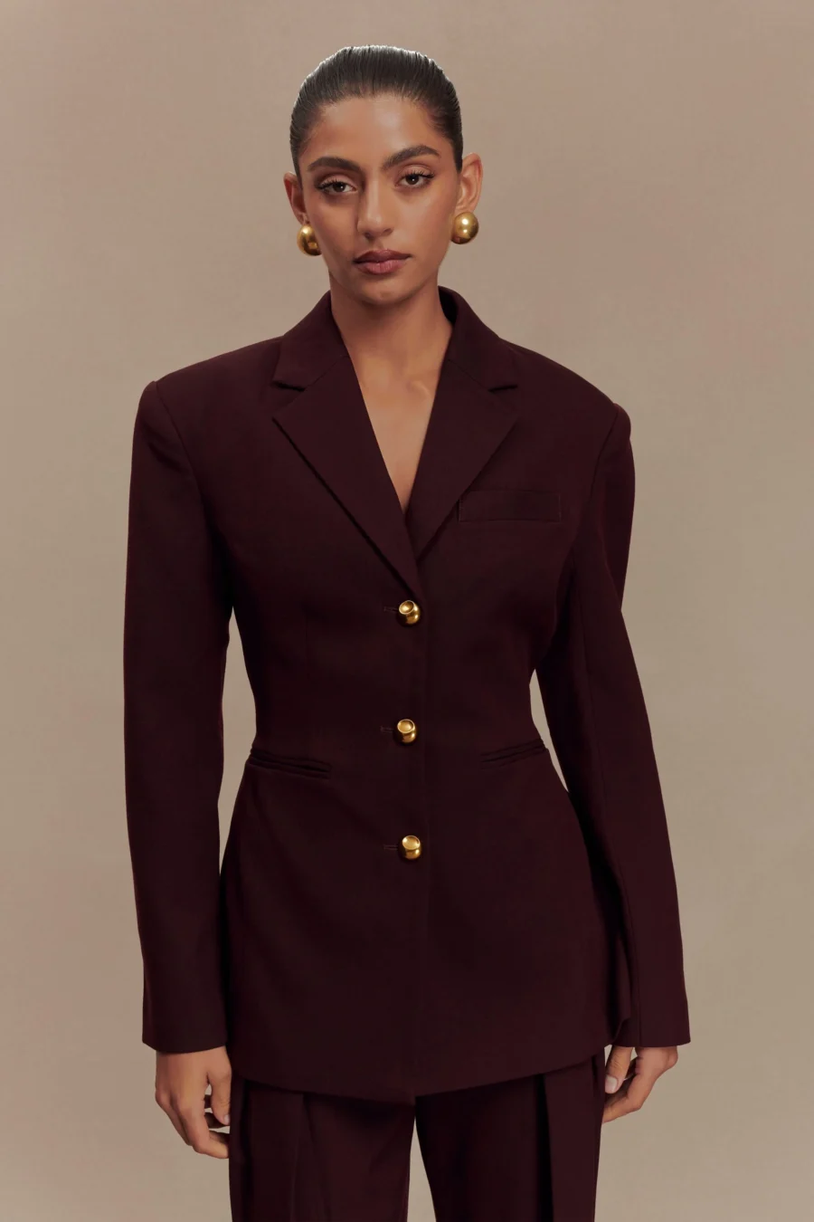 Bellamy Cinched Blazer – Mahogany – WNT