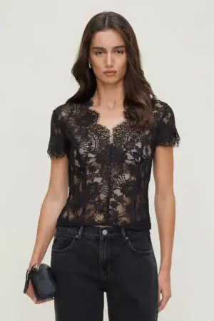 Lace Short Sleeve Blouse – Dynamite