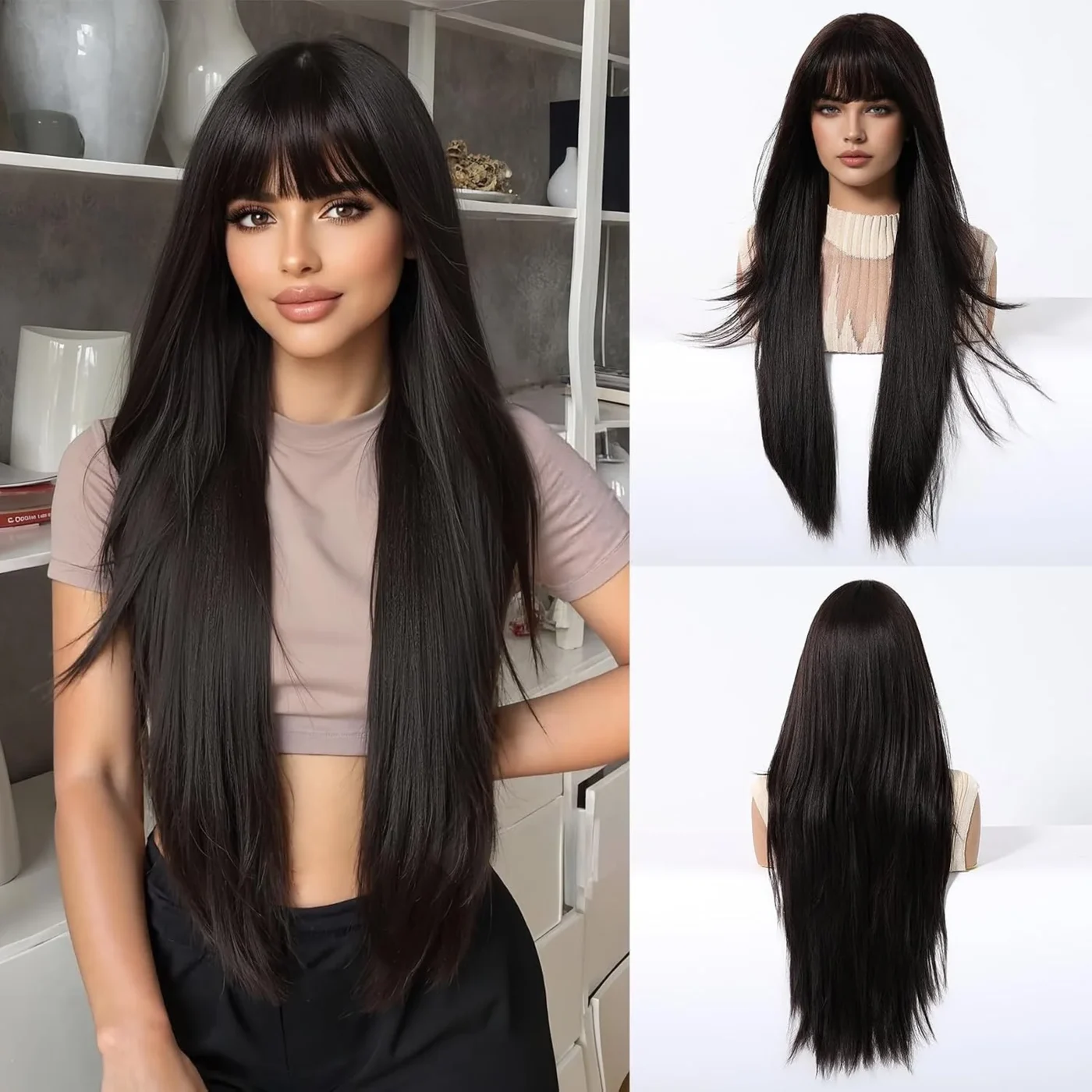 Kerina Wang - Long Straight Wig with Bangs 28 Inch - Geogroket - 1b - CAD