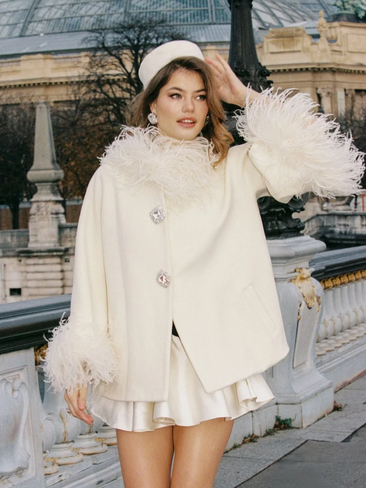 Angelica Feather Coat – Nana Jacqueline – White