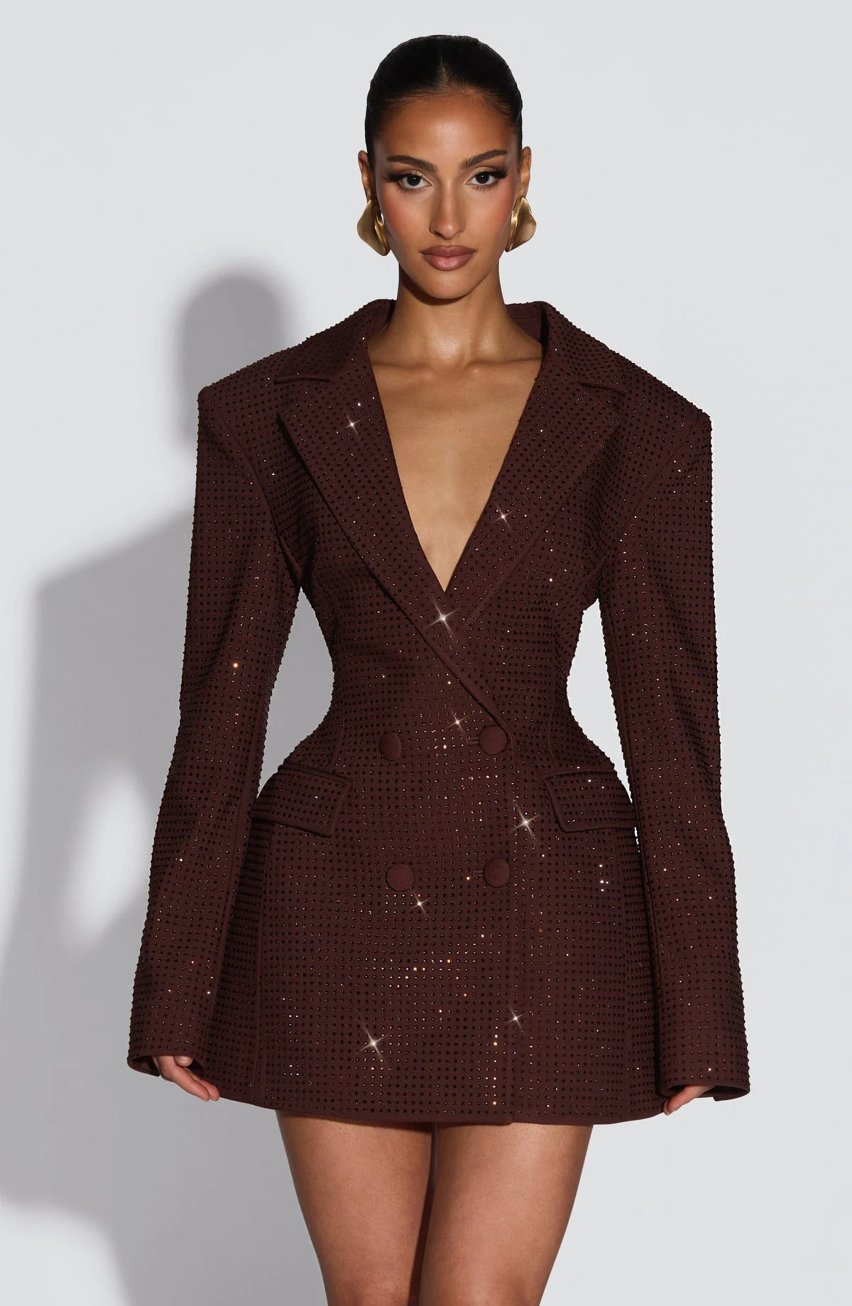 Kerina Wang - Elvira Mini Dress - Babyboo - Plum Brown Sparkle