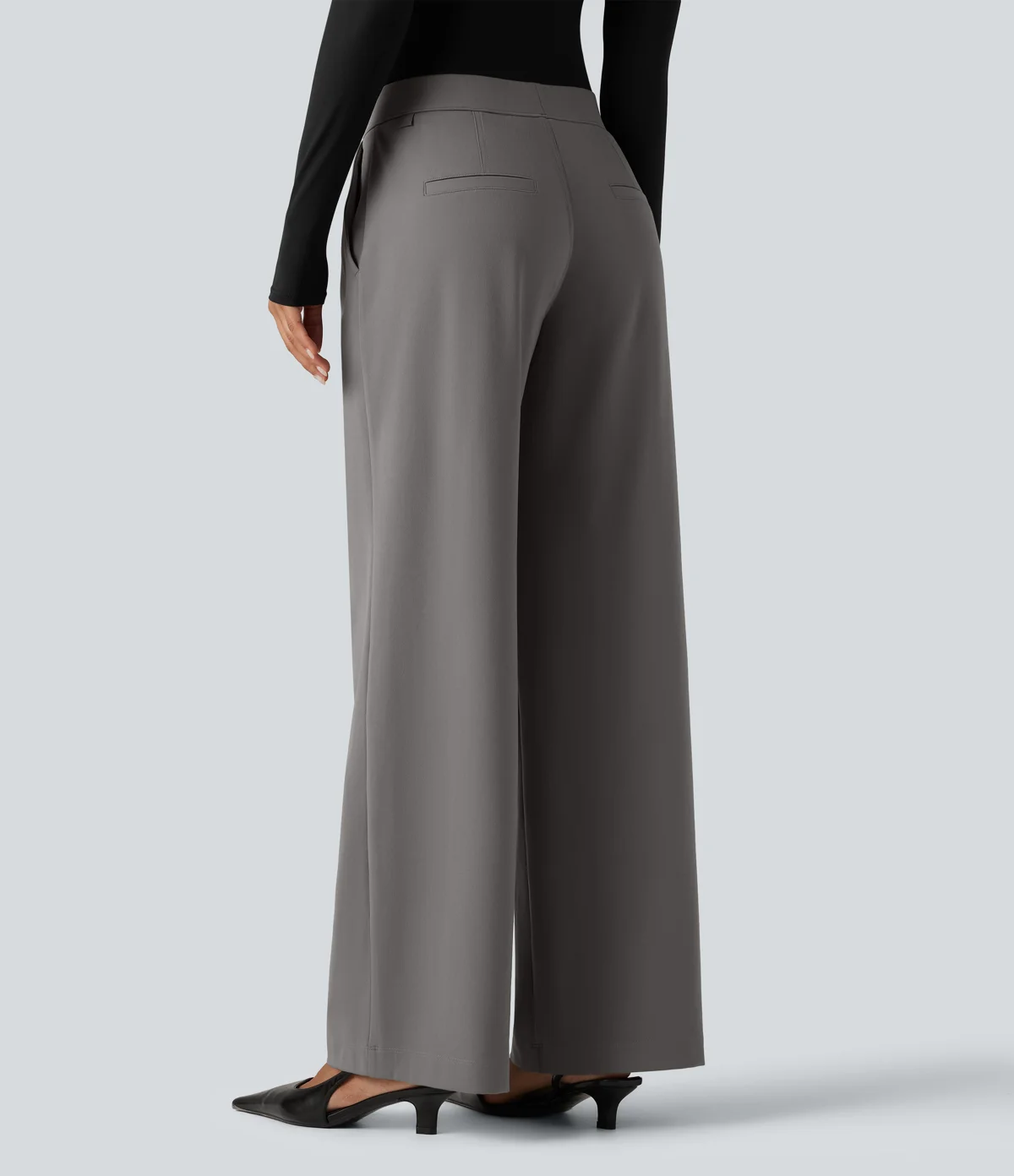 Kerina Wang - Halara Flex™ DayStretch Low Rise Straight Leg Work Pants with Pockets - Halara - Silent Storm
