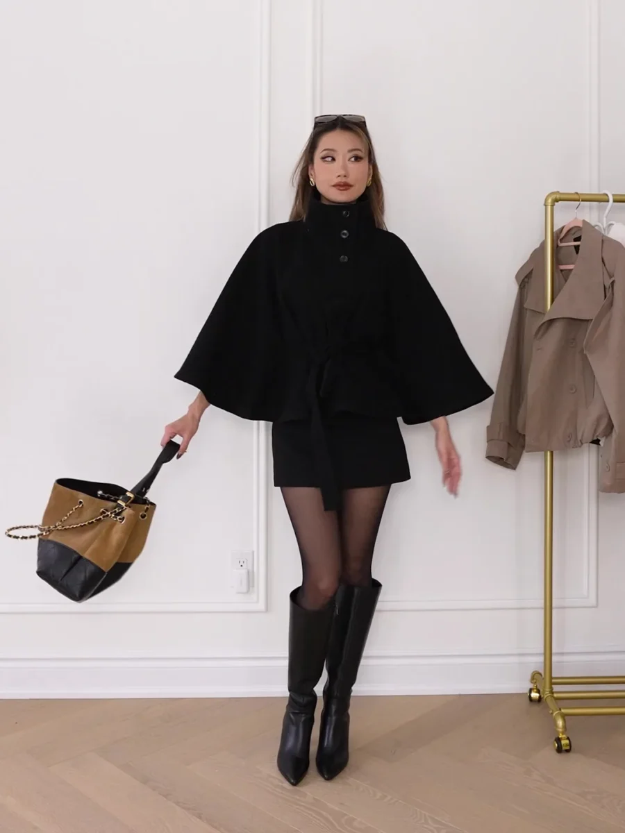 Outfit 4 — Halara Belted Cape Coat