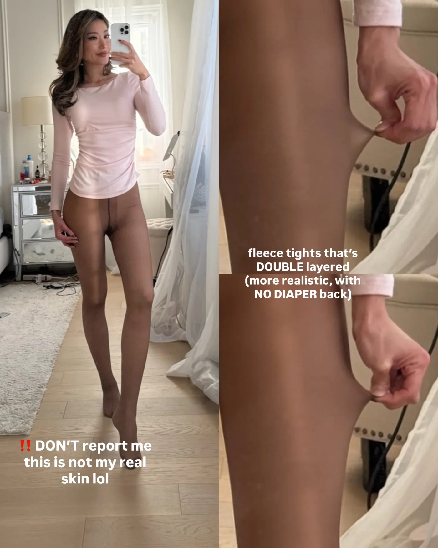 Double layered fleece tights